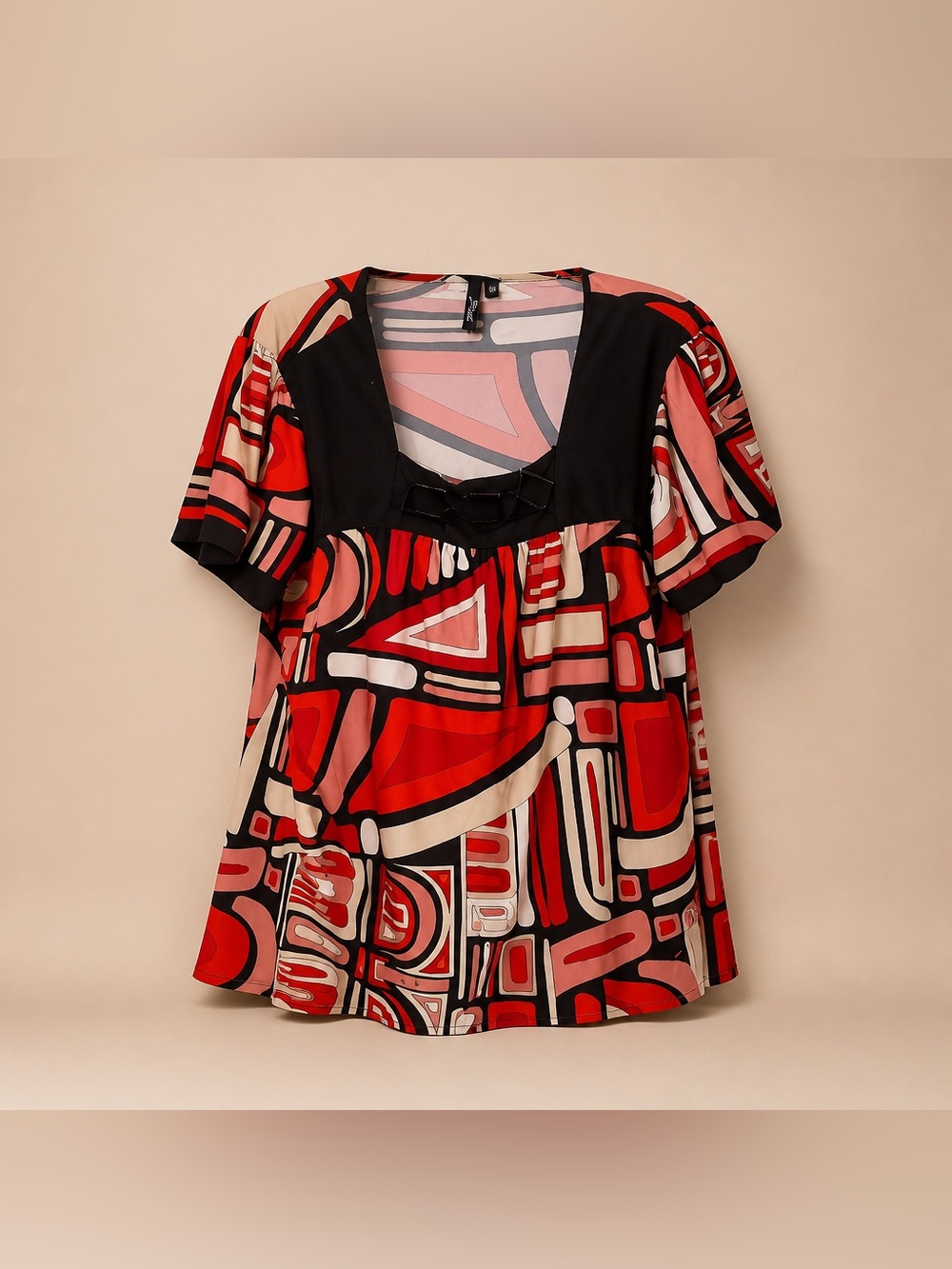 Essentials by Milano Woman 1x Print Polyester Spandex Blend Embellished Blouse